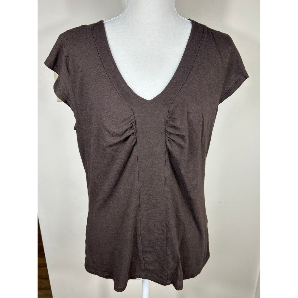 VTG Y2K Tweeds Ruched Bust Babydoll Top Women's L Pima Cotton Modal Brown Nature
